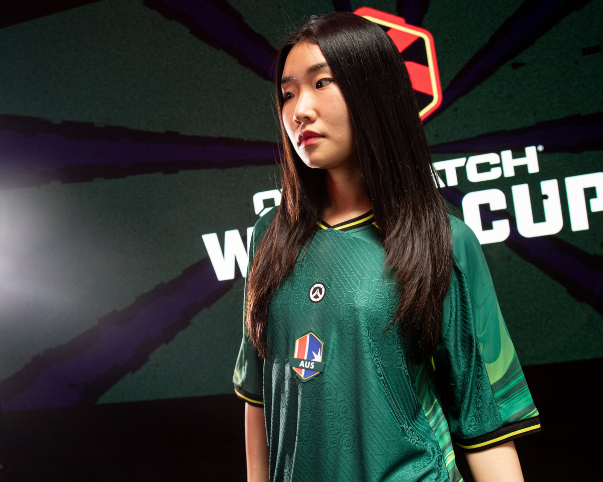 Woman in green Australia Jersey